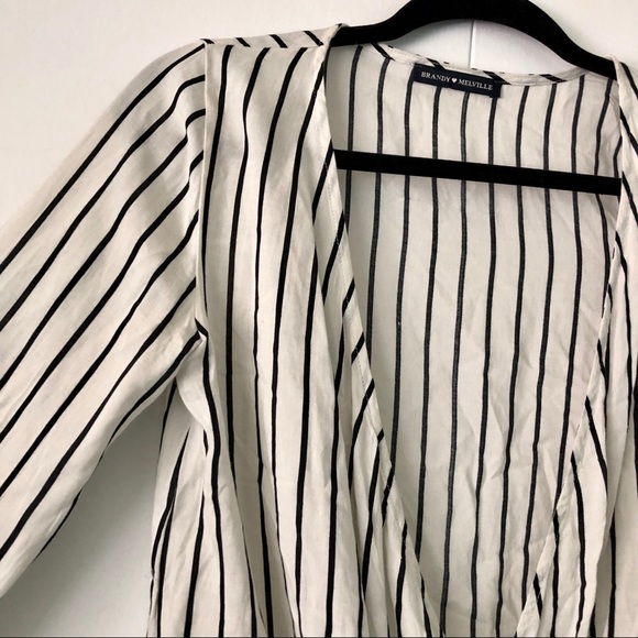 Brandy Melville Zosia Striped Long Sleeve Wrap Top - Picture 5 of 7